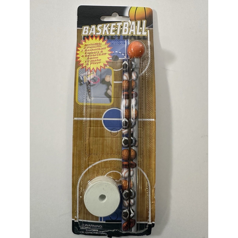 Basketball Pencil Set with Buildable Court & Ball Eraser Fun Pop Up Desk Game